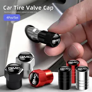 4pcs Car Wheel Tire Valve Caps Air Stem Covers For GMC Yukon Terrain Sierra Hummer Ev Canyon Acadia Savana Denali AT4 Tire Pressure Caps