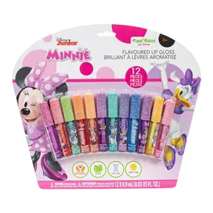 Disney Minnie Mouse 12 Piece Plant Based Lip Gloss, Girls Party Favors, First Makeup Set for Girl, Perfect for Parties, Sleepovers, and Birthday Gifts, Ages 3+, by Townley Girl