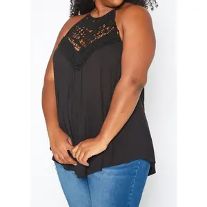 HI Curvy Plus Size Crochet Hem Cami Top
