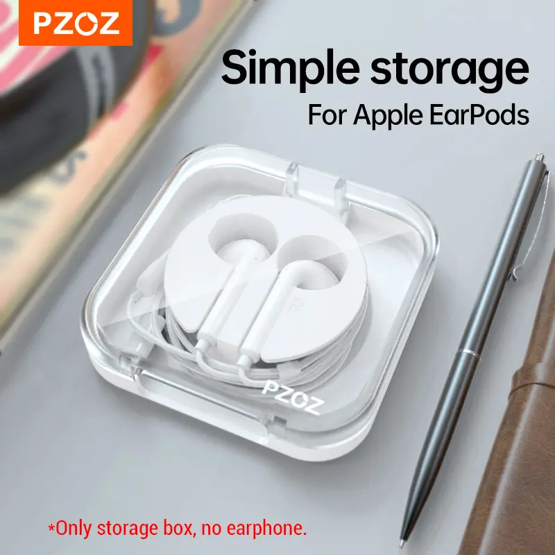 pzoz Earbuds Case Compatible for Apple iPhone/iPad/iPods EarPods, Earphones Cord Organizer Cover Wired Manager Holder Wrap Winder Mini Storage Carrying Cable Management (Earbuds)Case for Apple EarPods Wired Headphones