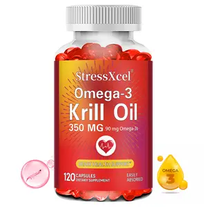Omega-3 Krill Oil Health Supplement , ​​Supports Heart Health and Immune Health, 120 Capsules