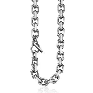 9mm Cable Link Necklace for Men Women 316L Stainless Steel Chain Toggle Clasp 18-30 inches Daily Wear Jewelry