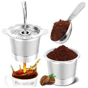 2 Pack Reusable K Cup for Keurig 1.0, Stainless Steel Reusable K Cups for Keurig 1 Prong Coffee Maker K Cup Reusable Coffee Pods with Heat Resistant Handles and Scoop, NO BPA