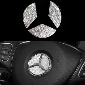 Steering Wheel Logo Caps Bling Diy Diamond Crystal Sticker Accessories Parts Emblem Interior Decorations Small