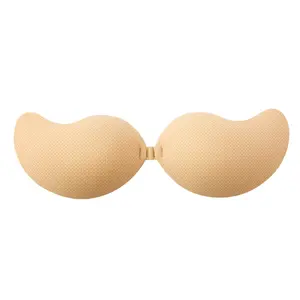 Women's Nylon Glossy Mesh Customized Breathable MangoGlow Invisible Strapless Bra, Chest Stickers for Wedding Dresses