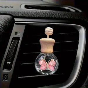 Car Butterfly Glass Bottle, Reusable Car Air Diffuser Essential Oil Diffuser, Empty Glass Bottle for Car Decor, Pure Decoration Car Accessories