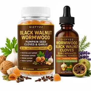 QIZFYZZ Black Walnut Wormwood Gummies – 20-in-1 Gut Cleanse Complex with Pumpkin Seed, Cloves & Garlic | Herbal Gummies Supplement for Digestive, Immune & Energy Support | 60 Gummies
