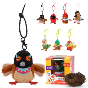 BETTY21 Singing Talking Bird Plush Keychain, Interactive Mimicry Stuffed Animal Toy, Sound Activated Repeating Plush Pendant, Kids Educational Talking Toy, Cute Bag Charm, Birthday Party Favor