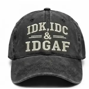 2026 IDK IDC & IDGAF Embroidered Cap, IDK IDC IDGAF Respectfully Baseball Hat, Vintage Washed Distressed Dad Hat, Funny Trucker Cap for Men Women, Adjustable Sarcastic Meme Dad Hat Gift for Grandma, Grandpa
