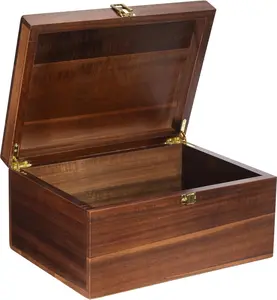 Large Wooden Keepsake Box -  Storage Box Decorative Boxes with Lid for Storing Keepsake Memory , 12.5 IN Decorative Boxes for  Decor-WB004-240303 (brown, 12.5 x 9.4 x 6.1 IN)
