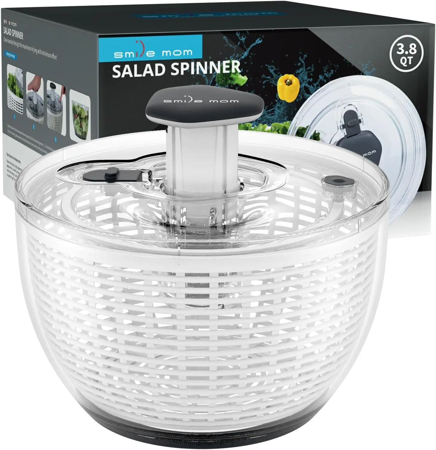 Fruit & Salad Spinner Kitchen Utensil - Transparent Lid Vegetable ...