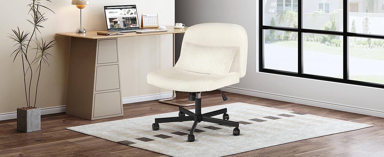 【Massage & Cozy Cushion】ONBRILL Criss Cross Chair with Wheels, Massage Cross Legged Office Chair with Double Layer Sponge Cushion, Corduroy Wide Armless Office Desk Chair Mid Back Swivel Vanity Chair for Home Office, Bedroom Furniture 【Massage & Cozy Cushion】ONBRILL Criss Cross Chair with Wheels, Massage Cross Legged Office Chair with Double Layer Sponge Cushion, Corduroy Wide Armless Office Desk Chair Mid Back Swivel Vanity Chair for Home Office, Bedroom Furniture
