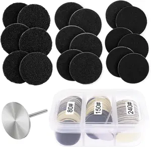 Sanding Paper Discs with Metal Nail Drill Bit Foot Sandpaper Discs 25Mm Foot File Sandpaper Discs for Manicure Pedicure,#80#150#240 Fine Boxed Rolybag