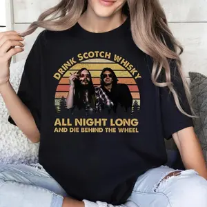 Vintage Retro Drink Scotch Whisky Graphic Tee, Funny Drinking Shirt, 70s Style Unisex T-Shirt, Casual Music Love Sweater