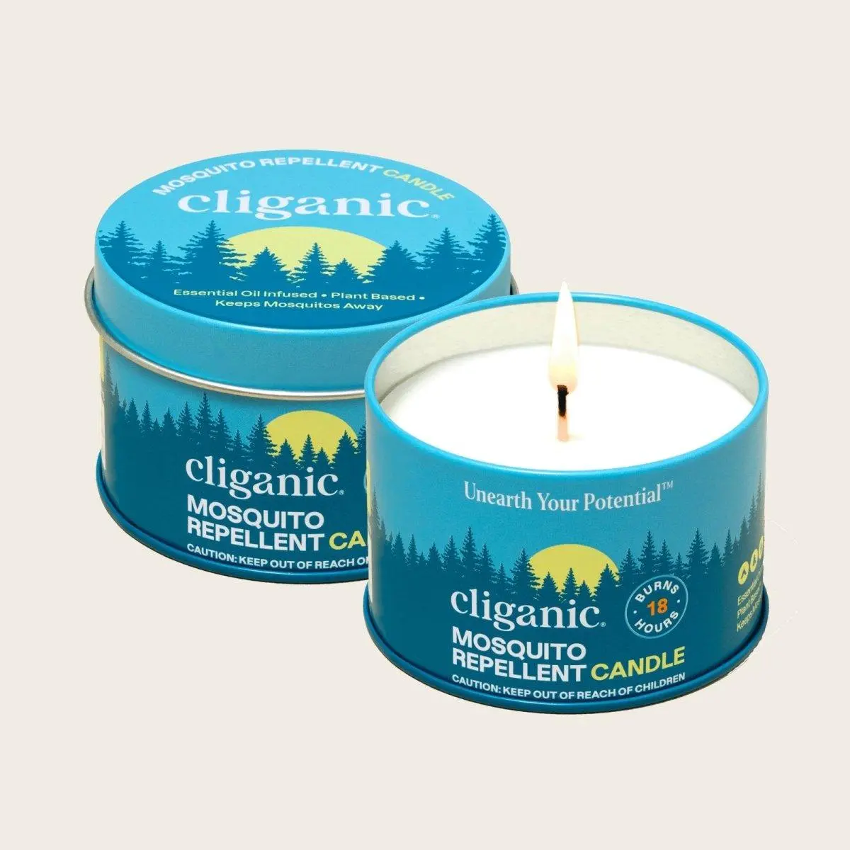 Cliganic Mosquito Repellent Candle (4oz) - 2 Pack | Citronella, DEET Free, Essential Oil Infused for Outdoor, Camping | Burns 40 Hours