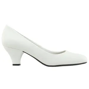 Easy Street Womens Fabulous Round Toe Pumps Dress Casual Mid Heel 2-3" - White