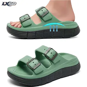 Lxso Womens Recovery Platform Sandals Comfortable Plantar Fasciitis Arch Support Classic Summer FlipFlop, Orthotic Adjustable Thick Cushion Sport Slides Reduces Stress on Feet, Joints & Back Post-Exercise Footbed Walking Shoes Open Toe Footwear Slipper