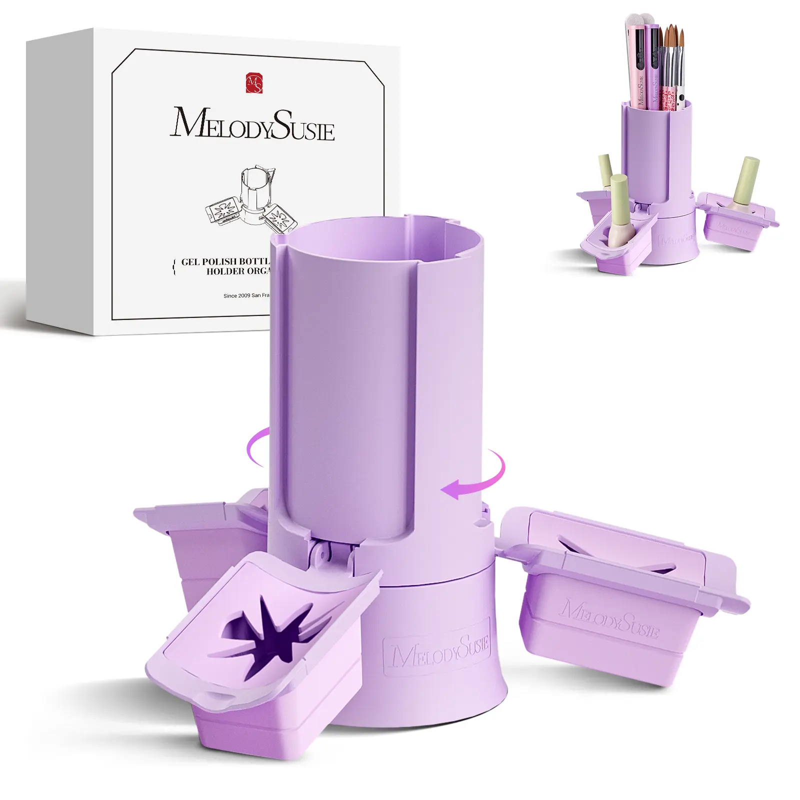 MelodySusie GelCarousel Rotatable Nail Art DIY Station - Compact & Portable for Easy Application - Ideal for Beginners & Professionals - Smooth & Precise Nail Art & Manicure Tool