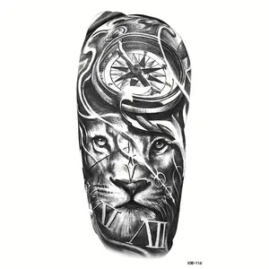 Lion & Watch Pattern Temporary Tattoo Sticker, Fake Tattoo Sticker, Body Art Decoration for Men & Women, Sticker Tattoos