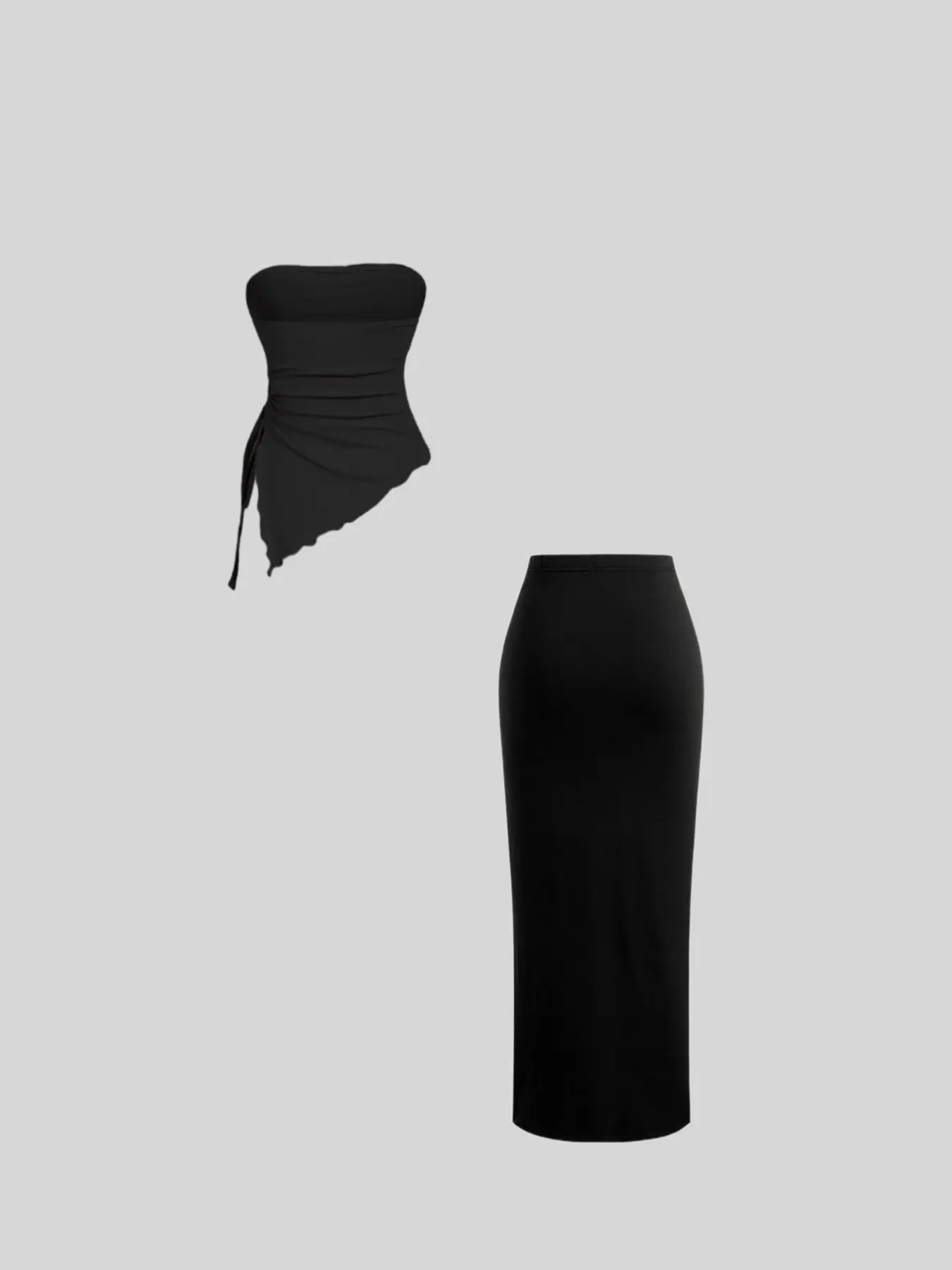 Elegant and fashionable ladies strapless Sleeveless waist vest with skirt and long skirt suit Skirt Sets Womenswear