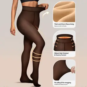 Women's Tights Fake Translucent Warm Thermal Pantyhose Sheer Thick Leggings Ladies Under Dress for Winter with Plush Inner Layer,High quality Tights,Soft and Breathable,Stretchy,Everyday,Minimalist,Slim.