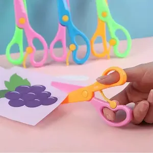 Safety Scissors, Kids Craft Scissors for Paper Cutting, Plastic Blade Beginner Scissors, DIY Arts & Crafts Supplies, Scrapbook Materials