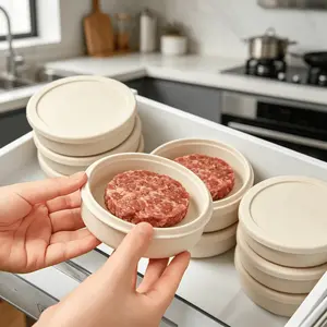 Reusable Silicone Food Storage Containers with Lids, Perfect for Burger Patties and Meat Portions, Freezer Safe, Stackable and Space-Saving Design for Home, Fridge or Camping Use