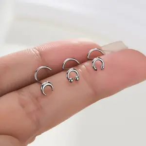 Oufer 3PCS Stainless Steel Pincher+Horseshoe Cool Piercing Type Corkscrew Nose Studs