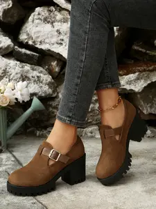Women's Velvet Chunky Heel Platform Mary Jane Casual Shoes, Vintage Sweet Cool Style, All-Season Versatile Height Increase, Comfortable for Commuting/everyday Wear