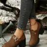 Women's Casual Mary Jane Shoes, Round Toe Buckle Design, Thick Rubber Sole, Textile Upper, Suitable for All Seasons, Office & Leisure Wear, Mary Jane Footwear