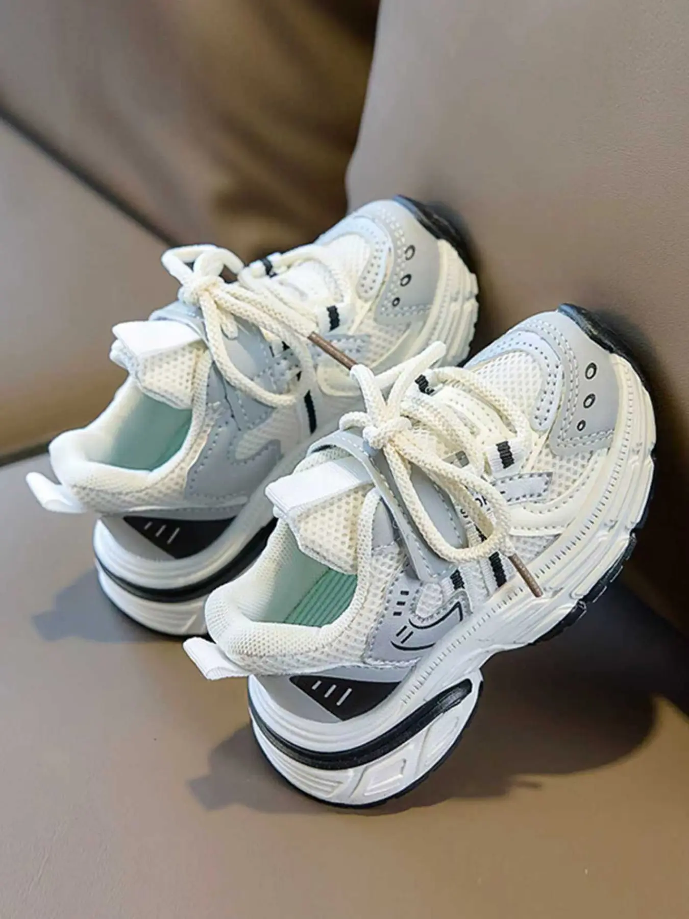Colorblock Kids Dad Shoes, Breathable Mesh Thick Sole, Cool and Comfortable for Daily Wear, Stylish Toddler Sneakers, Sneakers Trainer Shoes, Trainer Footwear, Thick Soled Trainers, All Match Trainers