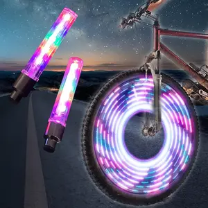 2Pcs LED Bike Wheel Lights - 7 Color Modes Waterproof for Cycling, 5 Bright Beads Bicycle Decoration,Perfect for Night Cycling Safety