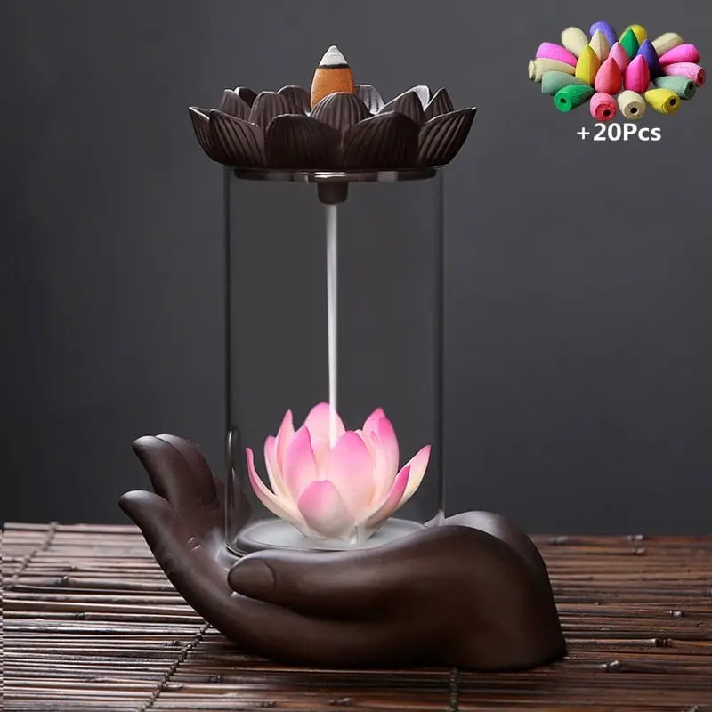 Windproof Backflow Lotus Incense Burner Led Ball Windproof Backflow Lotus Incense Burner Led Ball