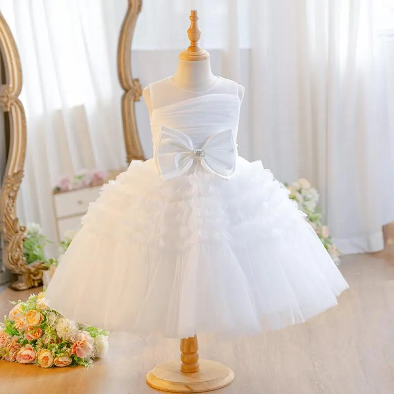 Princess Lace Dress for Girls | Puffy Tulle Birthday Party Outfit & Piano Performance Costume | Formal Kids Ball Gown 2-8Y