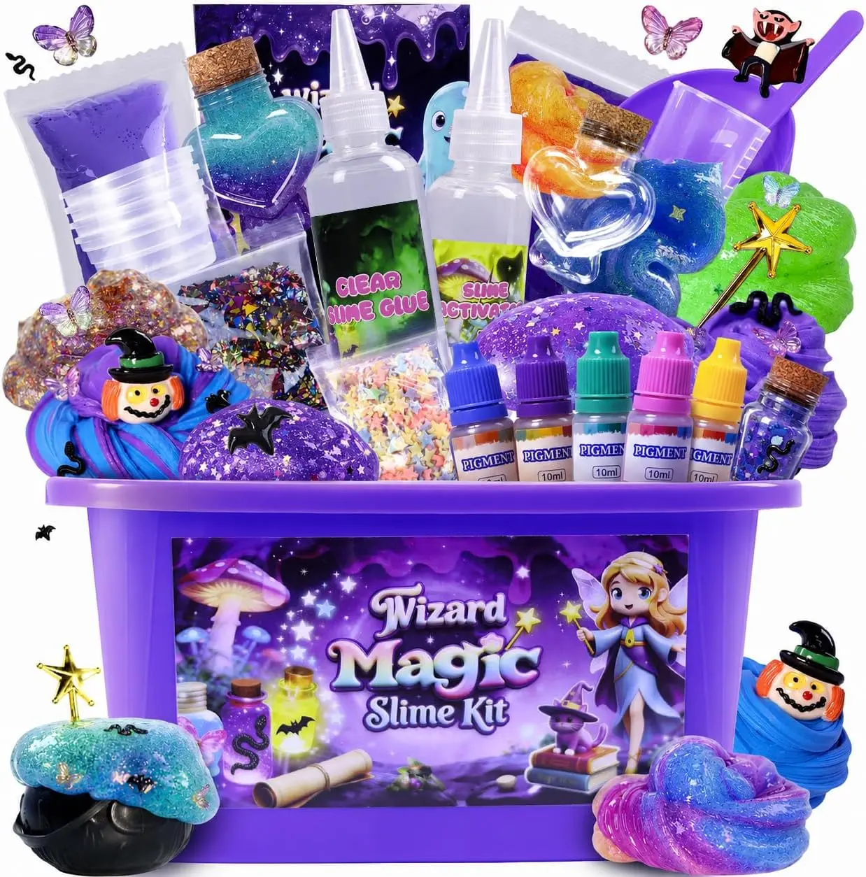 Halloween fall Gift Magic Galaxy Slime Kit for Kids – DIY Scented Non-Sticky Slime with Galaxy Add-Ins, Sensory Stress Relief Toy, Birthday Party Favors, Halloween Gift