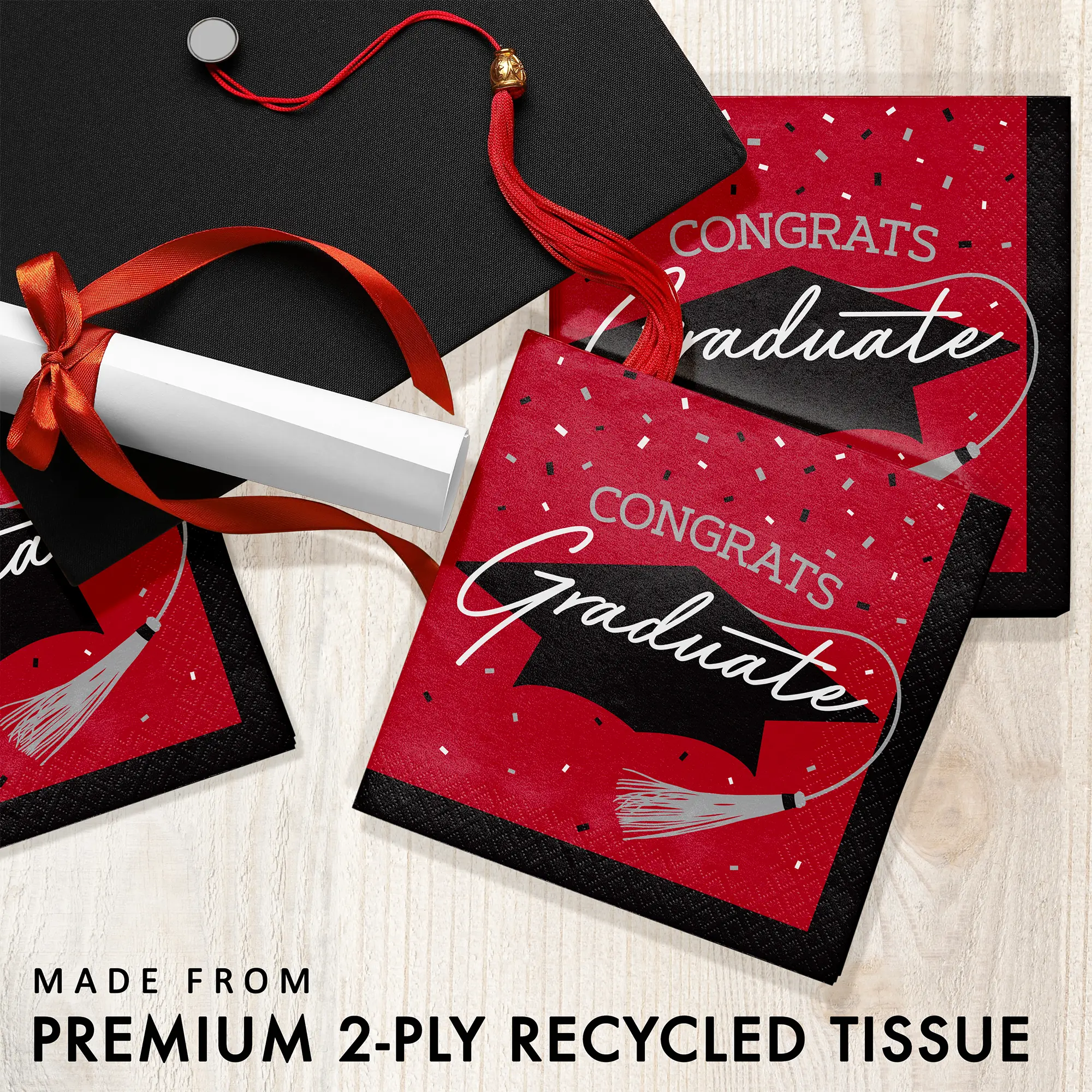 Congrats Graduate School Spirit Classic Red Luncheon Napkins | 36 Count