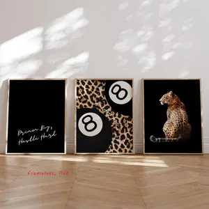 Leopard Print Bedroom Poster, 3 Counts/set Canvas Painting without Frame, Wall Art Decor for Home Living Room Bedroom, Ornaments, Leopard Theme, Leopard Artwork, Artistic, Decoration, Frameless