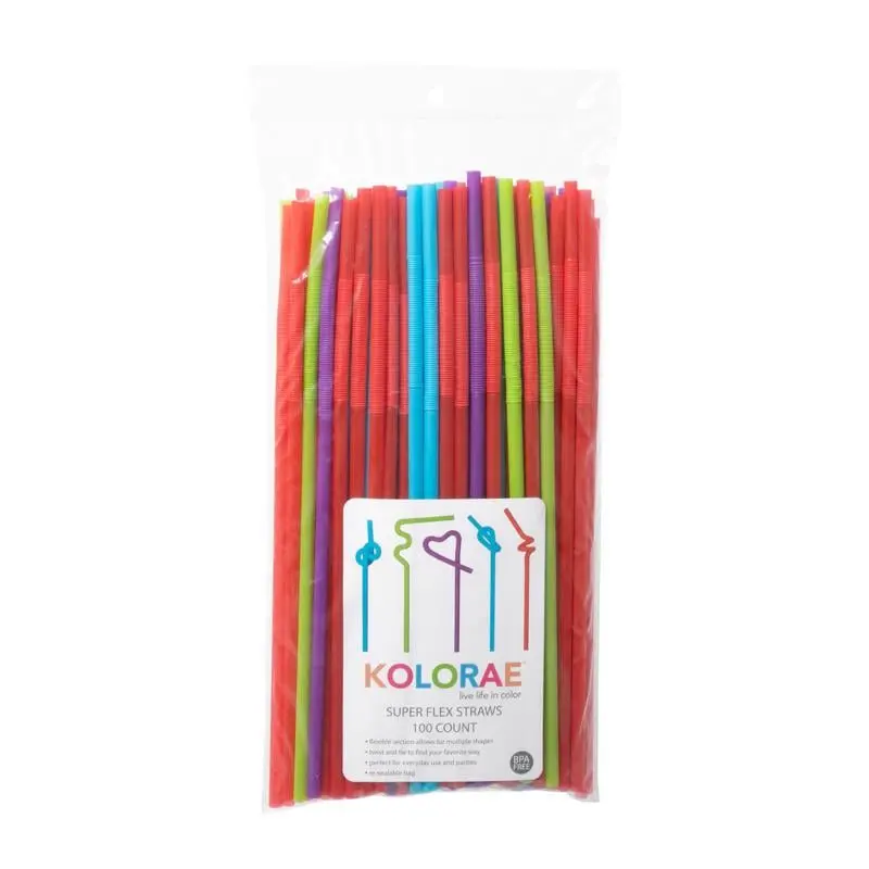 Blueoco 6075268 Kolorae Polypropylene Flexible Drinking Straws, Assorted Color