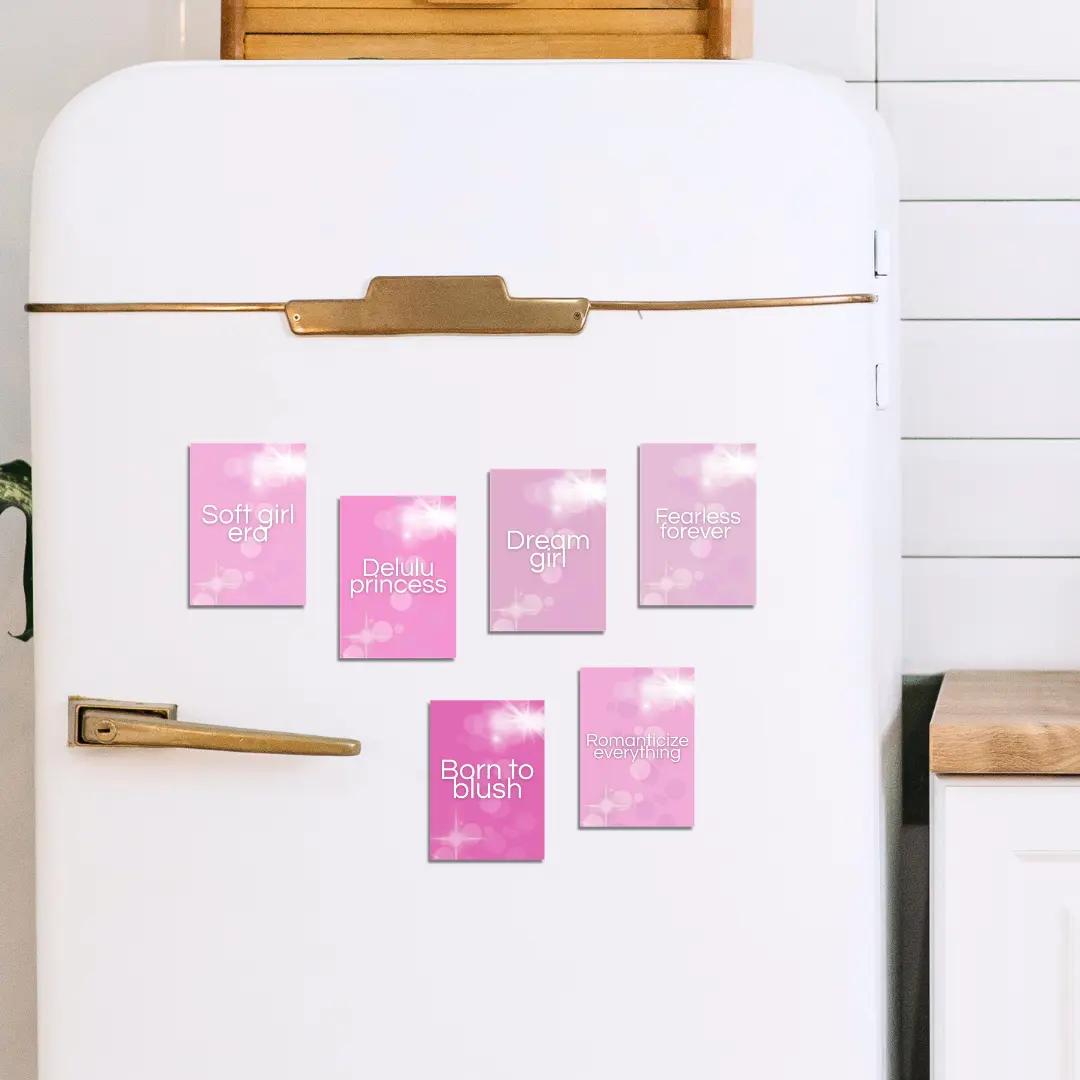 Delulu Dreams Refrigerator Magnet Set - 6 Soft Girl Affirmation Magnets for Home Decor, Home Supplies