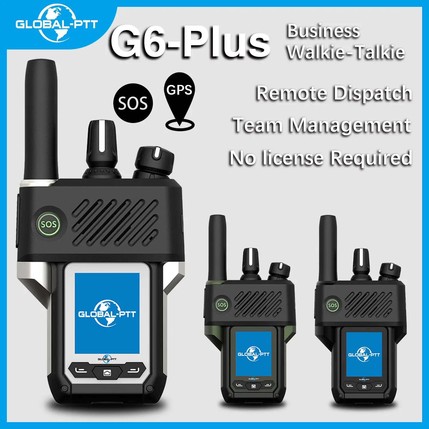 GLOBAL-PTT G6 Plus 4G LTE POC Walkie Talkie – Unlimited Range Real-time Intercom, GPS & SOS, for Business & Security