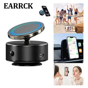 360° Rotatable Car Magnetic Phone Holder, Electric Suction Cup Vacuum Magnetic Phone Holder, for Windshield, Office, Gym, Compatible with Smartphone