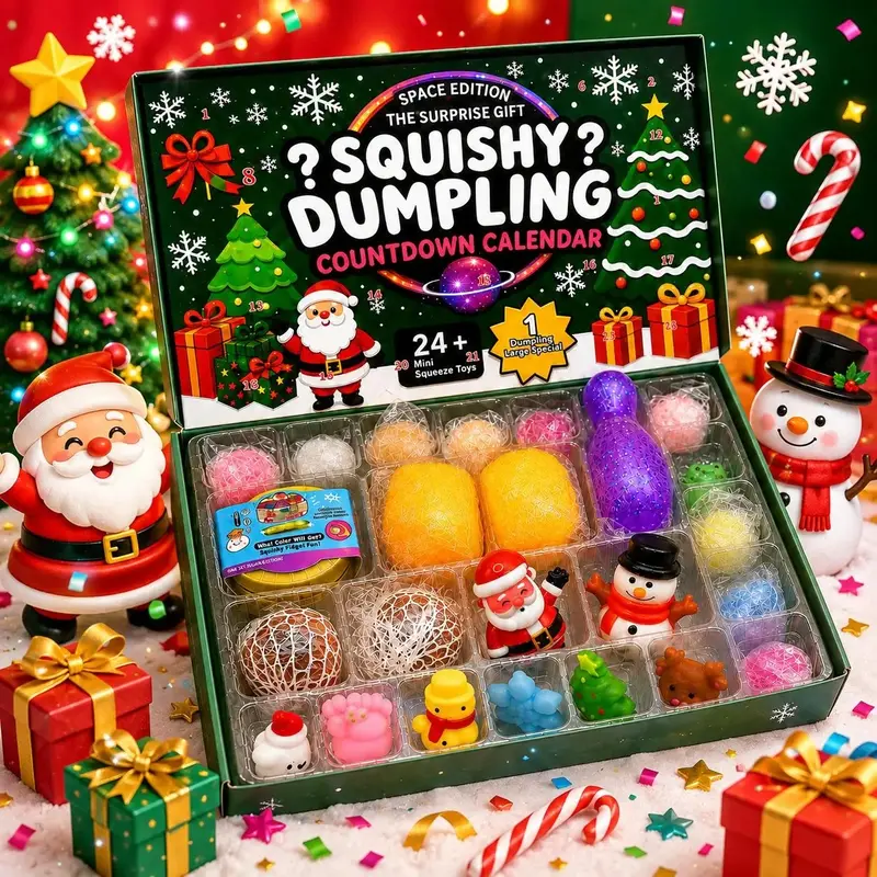 2026 Christmas Squishy Advent Calendar, 24-Day Countdown Stress Relief Squeeze Toy, Party Favor Gift for Slime & Squishy Toy Enthusiasts