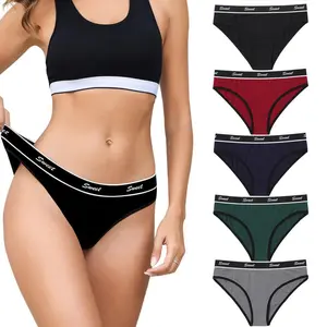 LEVAO Low Waisted Bikini Full Coverage Fashion Panties Underwear Cotton Underwear for Women Sport Briefs 5 Pack S-XL