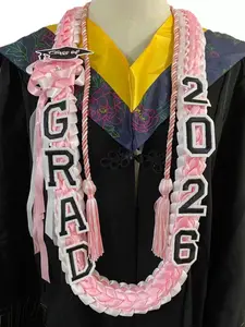 2026 Graduation Widened Double-Layer Wreath, & Handcrafted Fabric, Honor Cord Included, Perfect Graduation Gift, Tassel Decor Polyester Shawl, Graduation Scarf