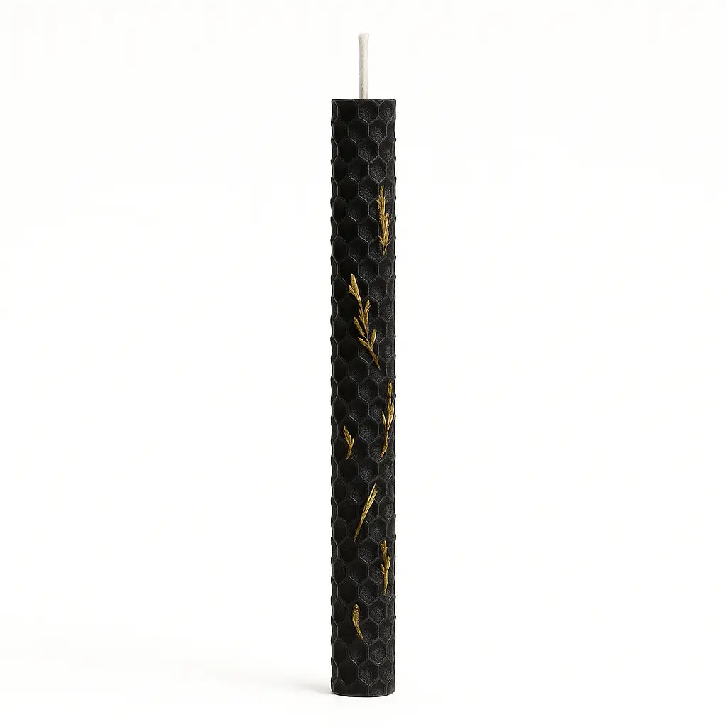 WYSHEE candles set of 3, Intention Candle Black Release & Protection Hand Rolled Pure Beeswax Eco Certified Natural Herbs 8" Earthy Scent 90 Minutes Burn Time