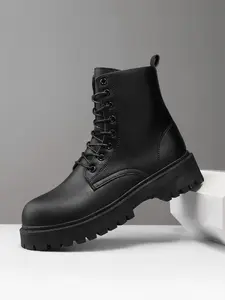 Men's High-Top Ankle Boots, Casual Sporty Boots, Autumn New British Style Retro Versatile Casual Thick Sole Height Increasing Shoes, Men's Fashion Footwear, Walking Shoes