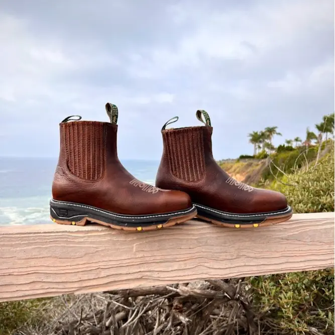 Comfortable and Durable Rodeo Style Work Boot with Anti-Slip Resistant Dual Density Sole 100% Leather Made in Mexico