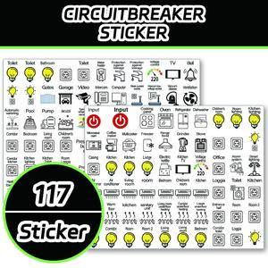 Circuit Breaker Label Stickers Set, 117 Pieces Per Pack, Electrical Panel Circuit Reminder Labels, Easy Identification Sticker Group