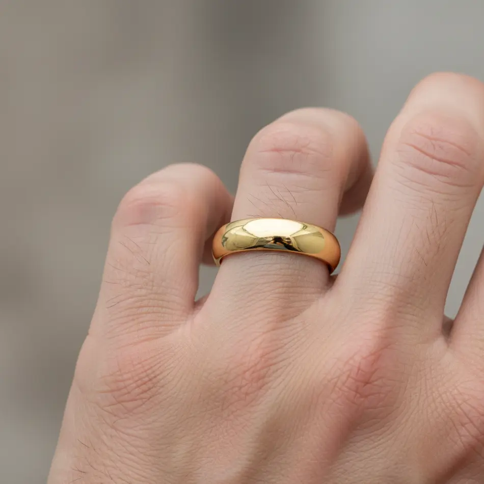 Gold Tungsten Carbide Engagement Ring 5mm High Polished Tungsten Wedding Bands Anniversary Gift Couples Gold Tungsten Promise Ring Women's Wedding Rings
