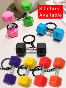 Trendy Mini Dumbbell Keychain,PVC Soft Rubber Sports Fitness Dumbbell Keyring Pendant,Dumbbell Charms Gym Keychain,Dumbbell Bag Keychain Accersories Dumbbell Purse Bag Chain Charm Key Fob Backpack Car Keychain Bag Hanging Ornaments Party Christmas Gift